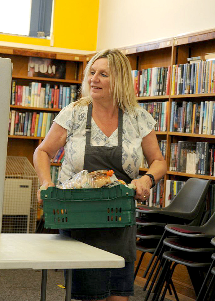 Community fridge unpacking at Glebe Farm community hub